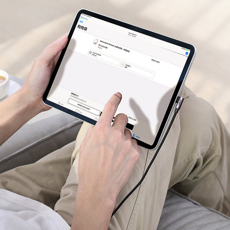 USB-C zu Gewinkelt USB-C Kabel 2m Nylongeflechthülle 60W