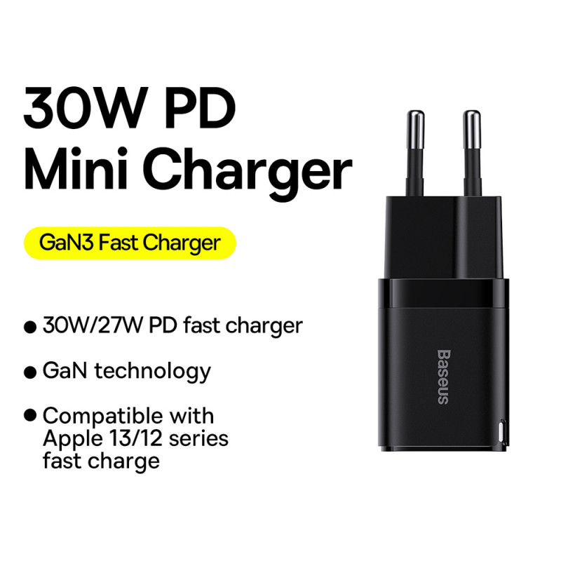 Baseus GaN3 Fast Charger 1x USB-C 30W