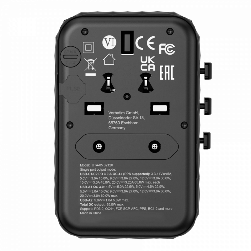 Verbatim Travel Adapter 65W UTA-05