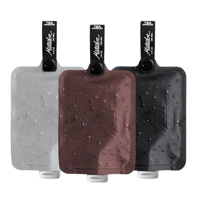 Matador FlatPak Toiletry Bottle (3-Pack) Multi-Color (charcoal, white, garnet)